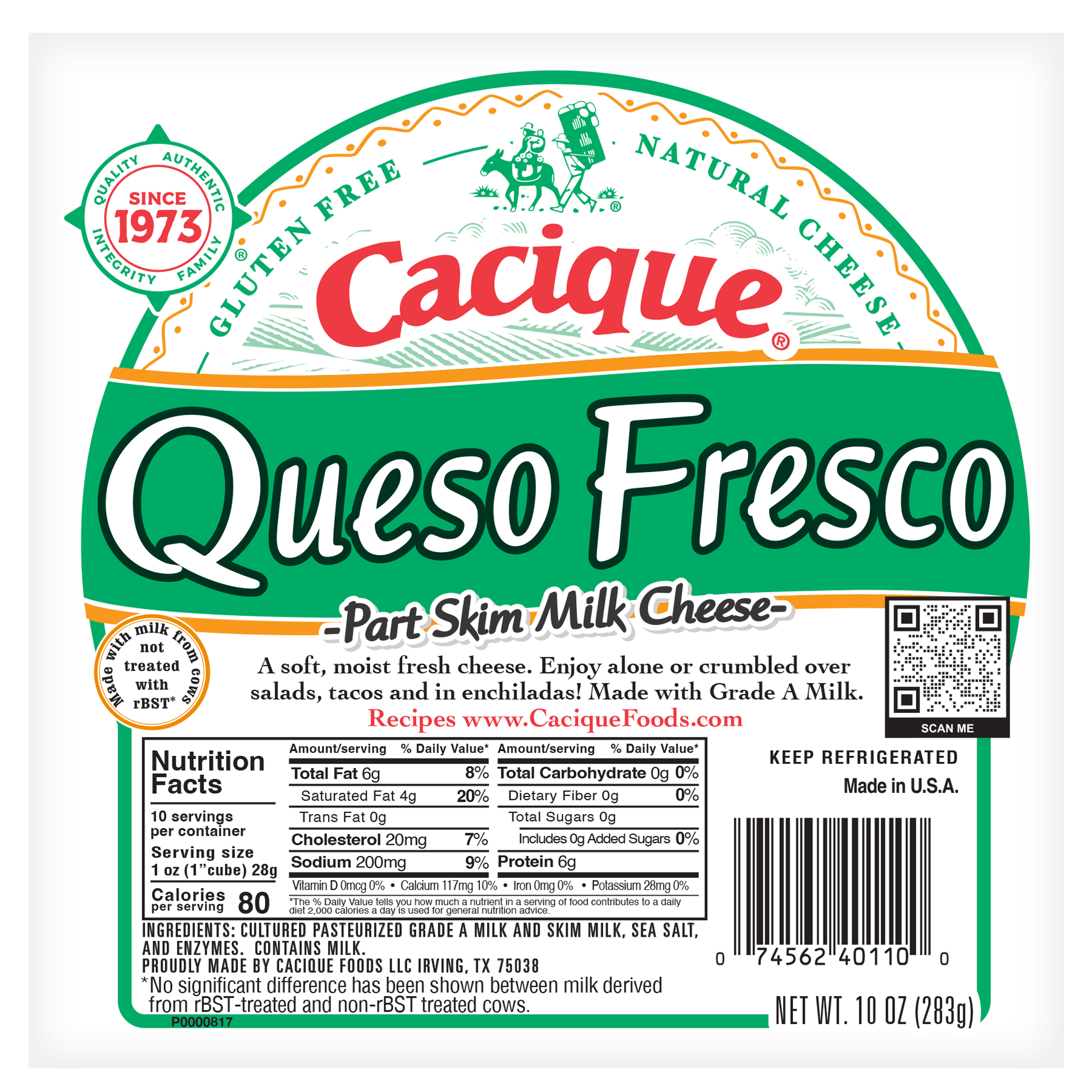 US California Made Cacique Brand Queso Fresco, Removed From