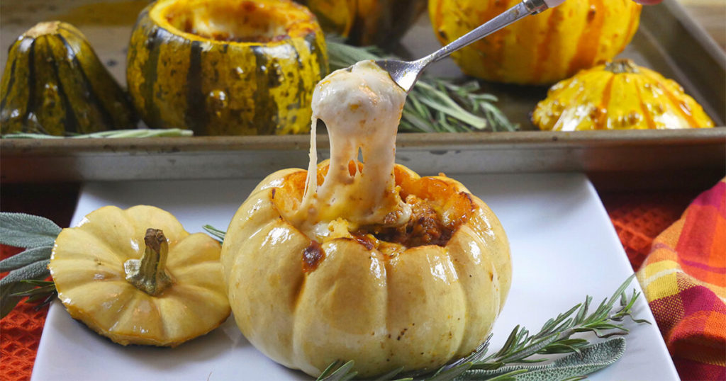 Queso Fundido with Chorizo in a Pumpkin Cacique® Inc.