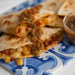 Papas con Chorizo Quesadilla