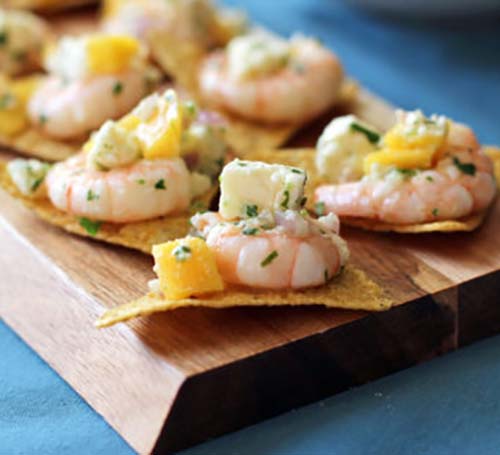Shrimp, Cheese, and Mango Tapas