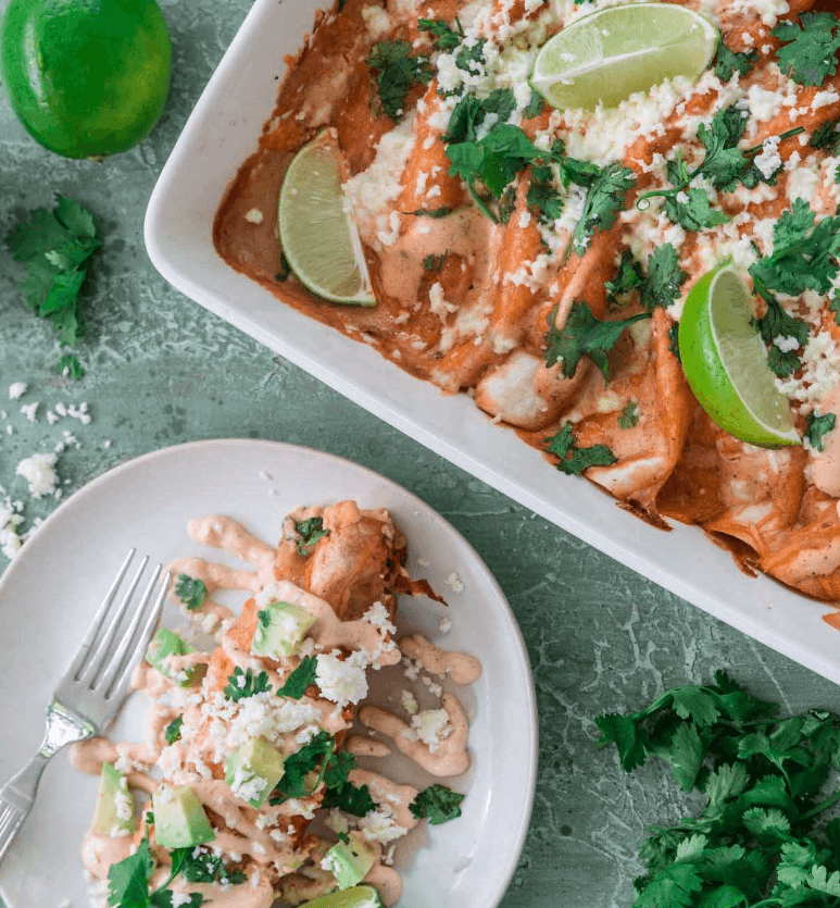 Chicken & Chorizo Enchiladas with Chipotle Crema Sauce