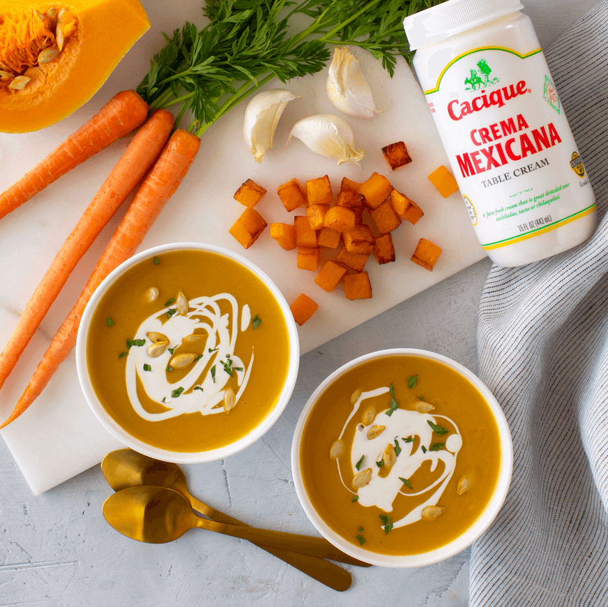 Creamy Spiced Pumpkin, Carrot & Sweet Potato Soup