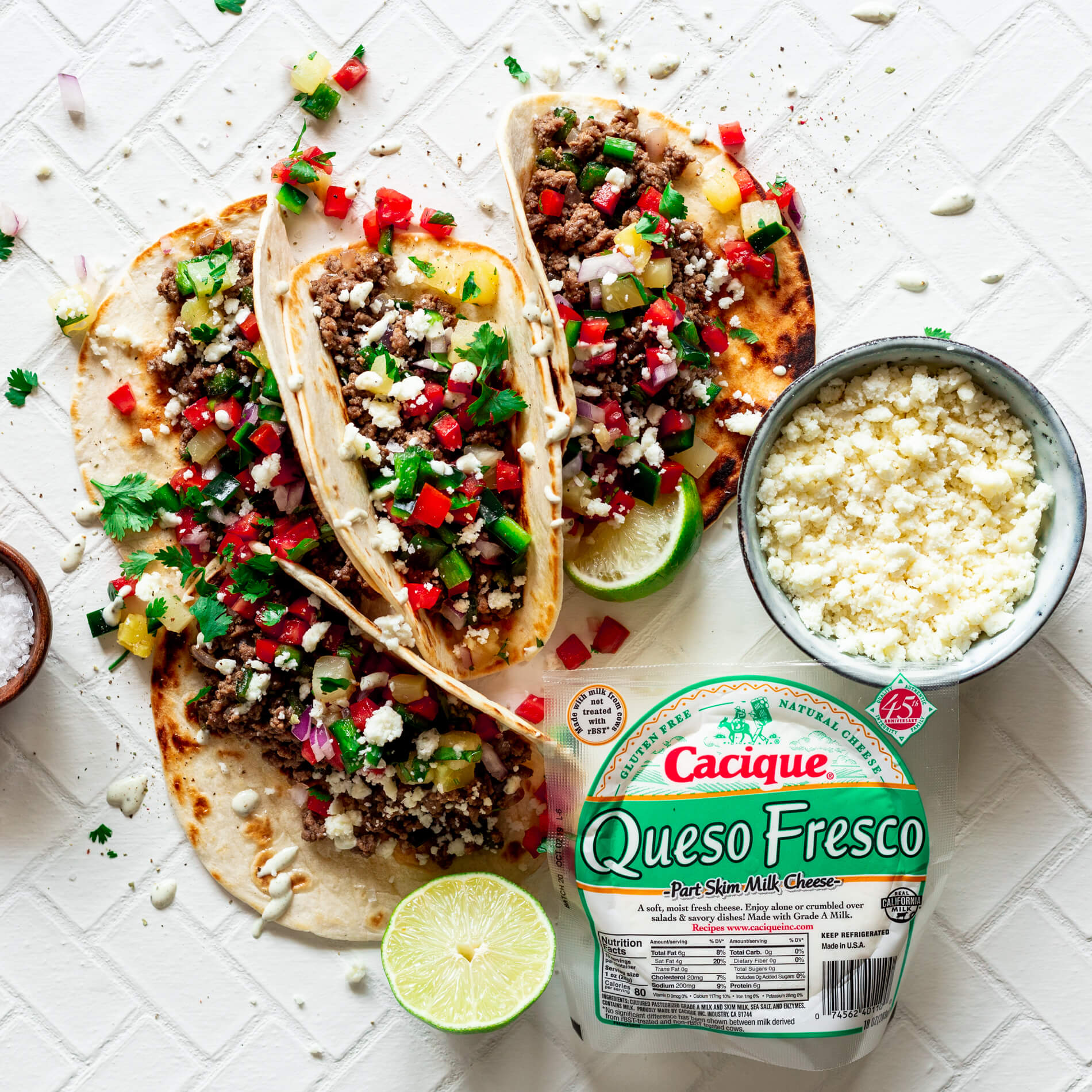 Pineapple Beef Tacos with Poblano Salsa