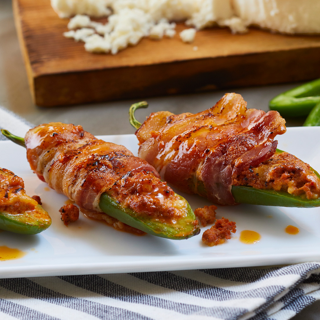 Bacon-Wrapped, Queso-Stuffed Jalapenos