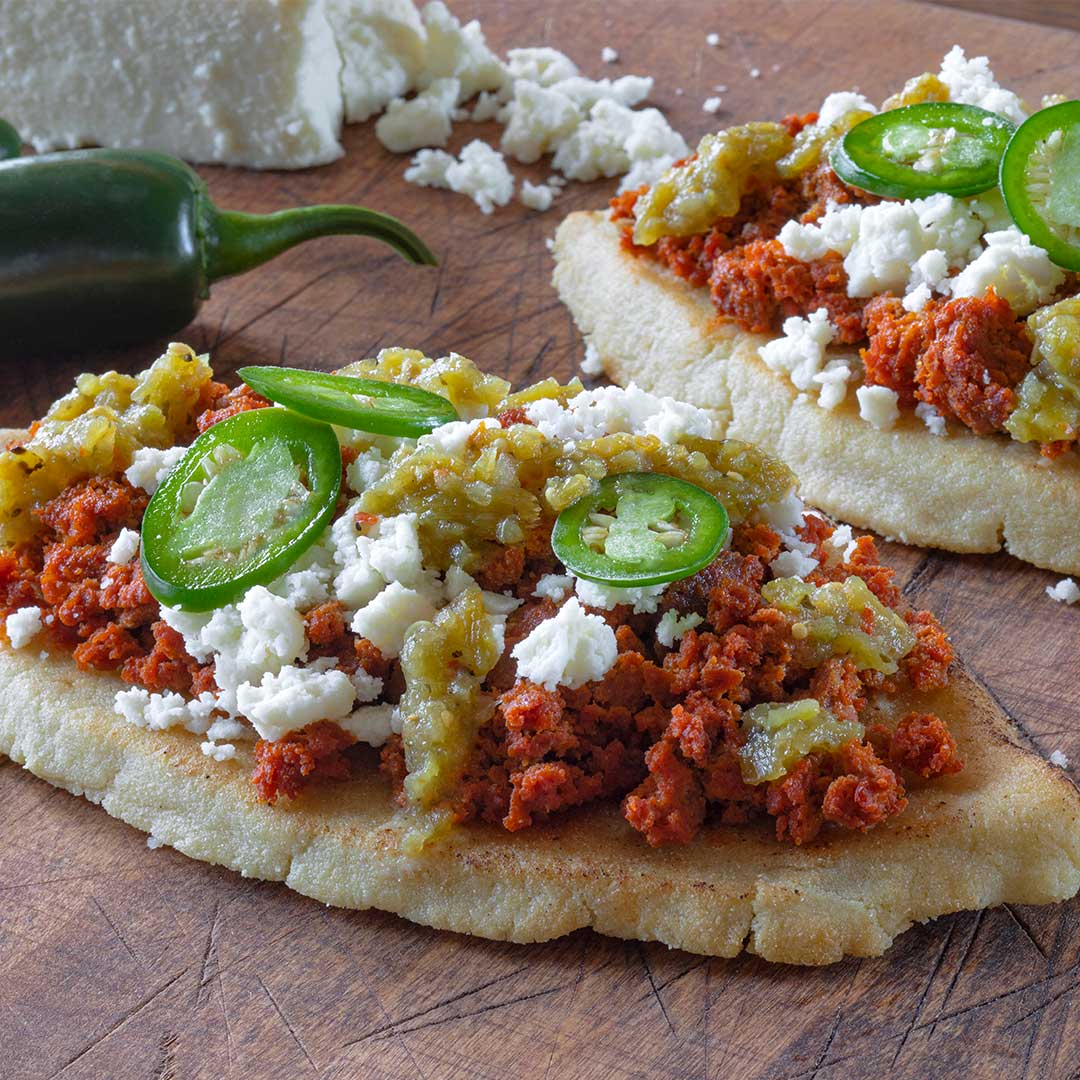 Tlacoyos with Chorizo and Queso Fresco
