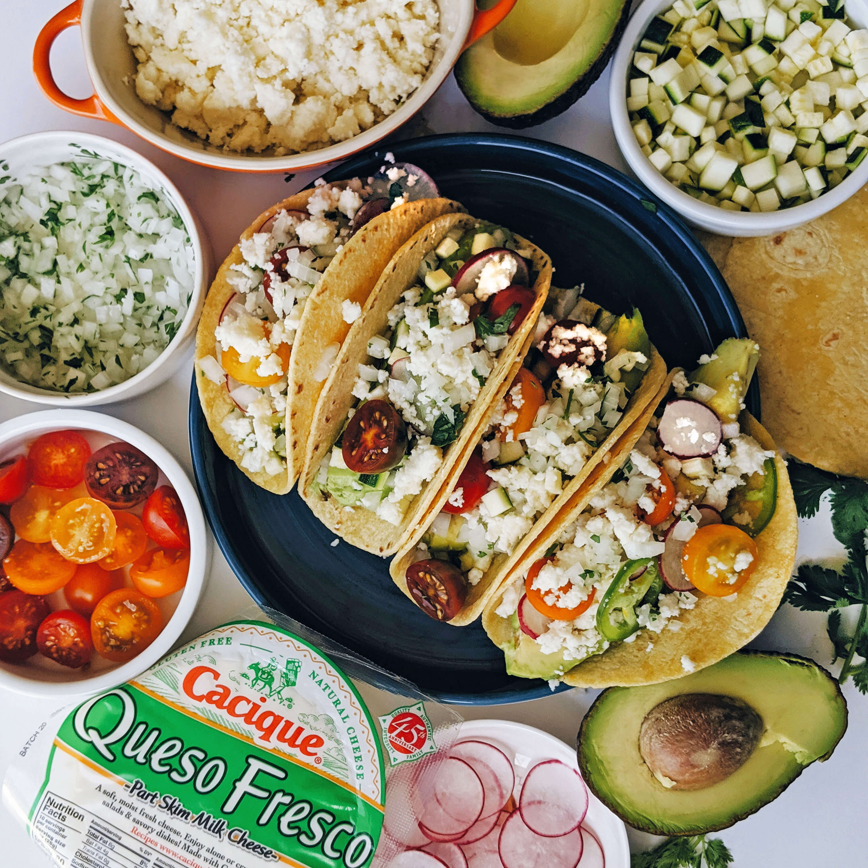 Veggie Tacos With Cacique Queso Fresco