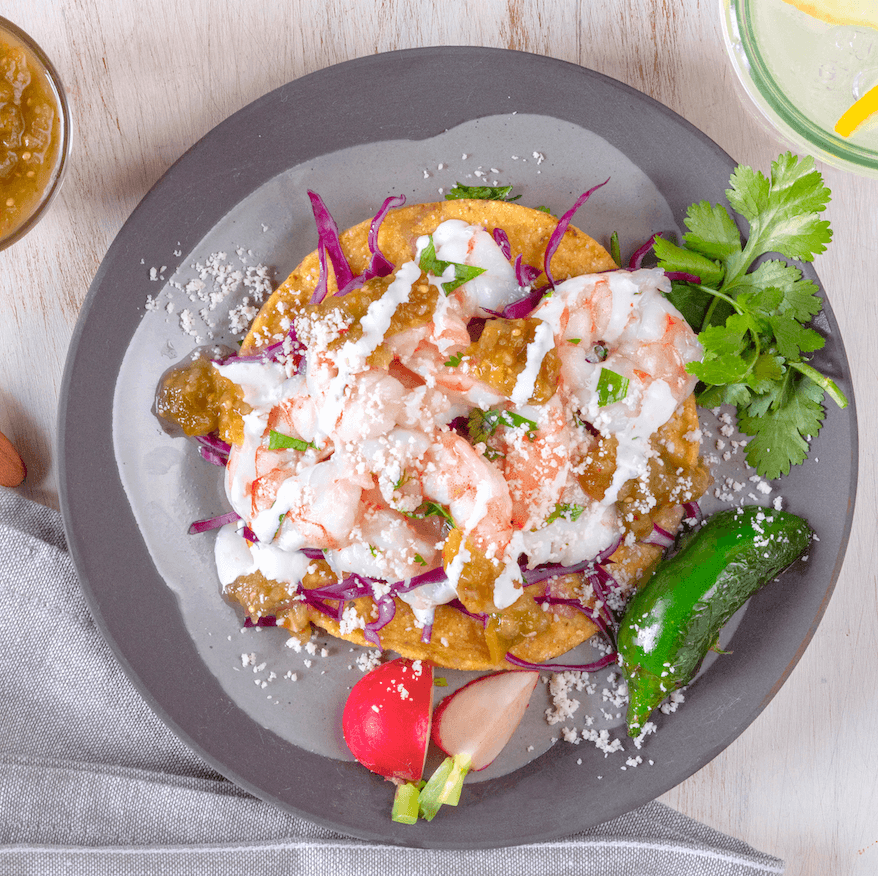 Shrimp Tostada With Salsa Verde