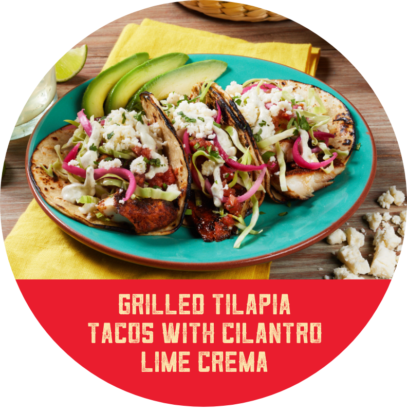 Grilled Tilapia Tacos with Cilantro Lime Crema