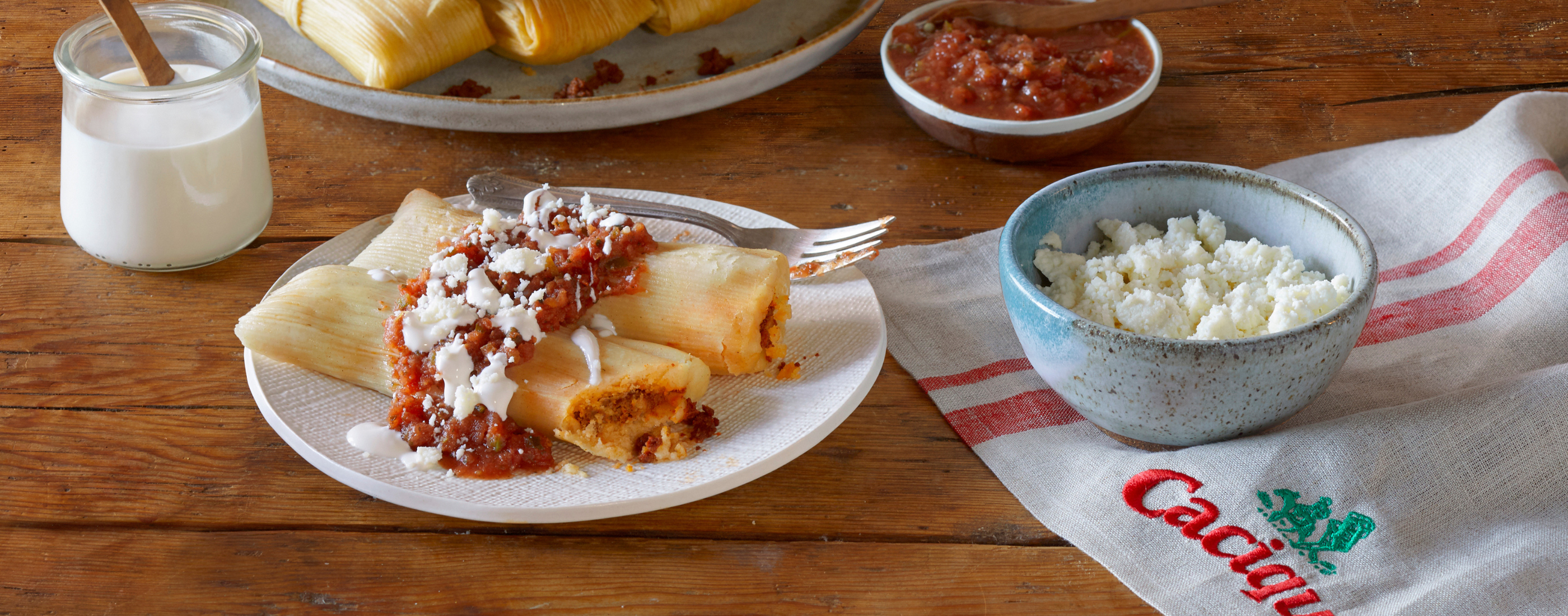 Tamales with Chorizo, Queso Fresco and Crema | Cacique® Foods